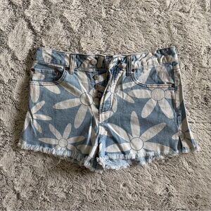 Vanilla Star Floral Daisy High Rise Denim Shorts Button Fly Washed Size 3 W 26
